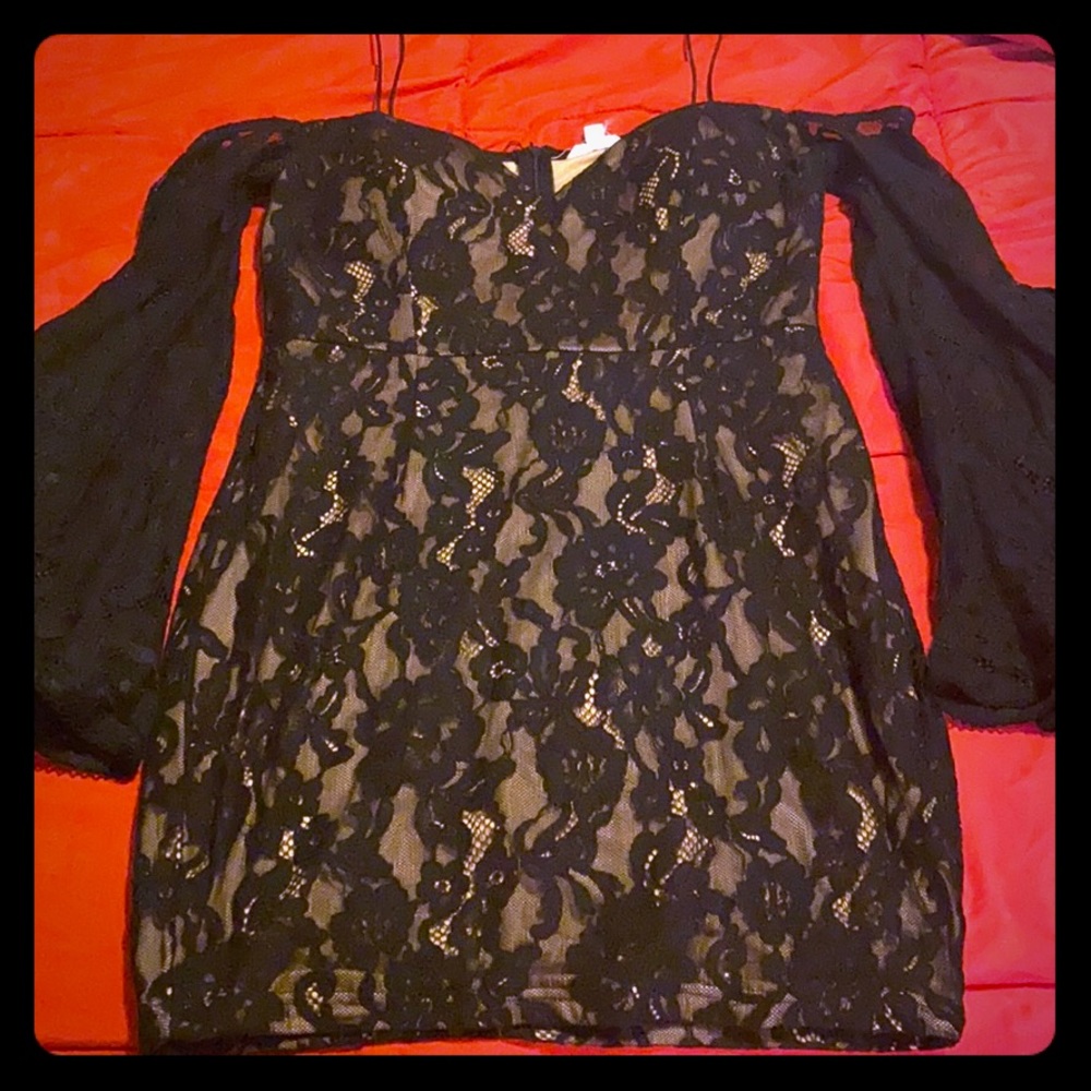 Black lacy dress with mesh undergarment